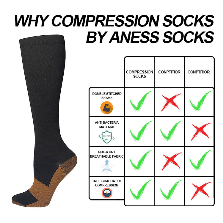 Copper Fiber Long Tube Compression Socks Nylon Compression Outdoor Sports Socks Compres Socks