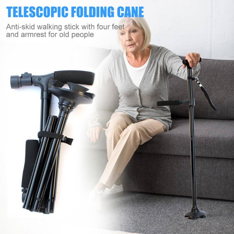 Telescopic Hurry Trusty Cane Folding Canes LED Light Aged Walking Sticks Poles for the Elder ski camp telescopic baton outdoor hiking poles crutch