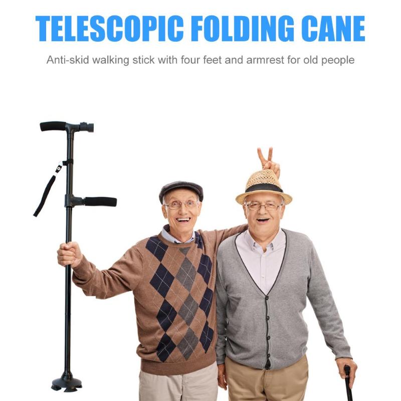 Telescopic Hurry Trusty Cane Folding Canes LED Light Aged Walking Sticks Poles for the Elder ski camp telescopic baton outdoor hiking poles crutch