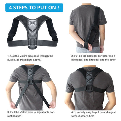 Adjustable Back Posture Corrector Clavicle Spine Back Shoulder Lumbar Brace Support Belt Posture Correction Prevents Slouching